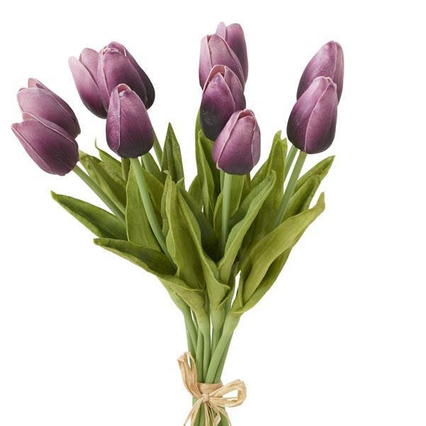 13 Inch Purple Real Touch Mini Tulip Bundle (12 Stems)