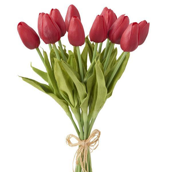 13 Inch Red Real Touch Mini Tulip Bundle (12 Stems)