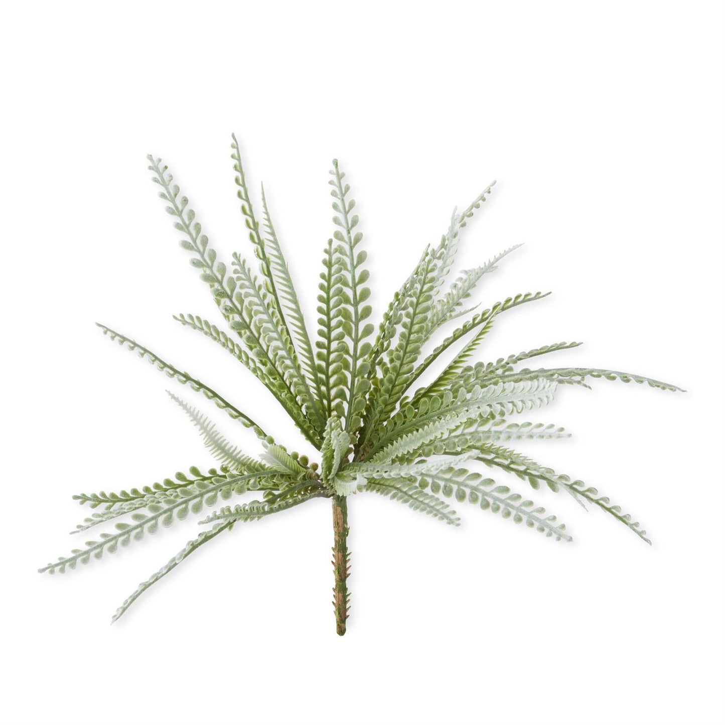 "14 inch soft green flocked foliage bush with velvety textured leaves on multiple branching stems"