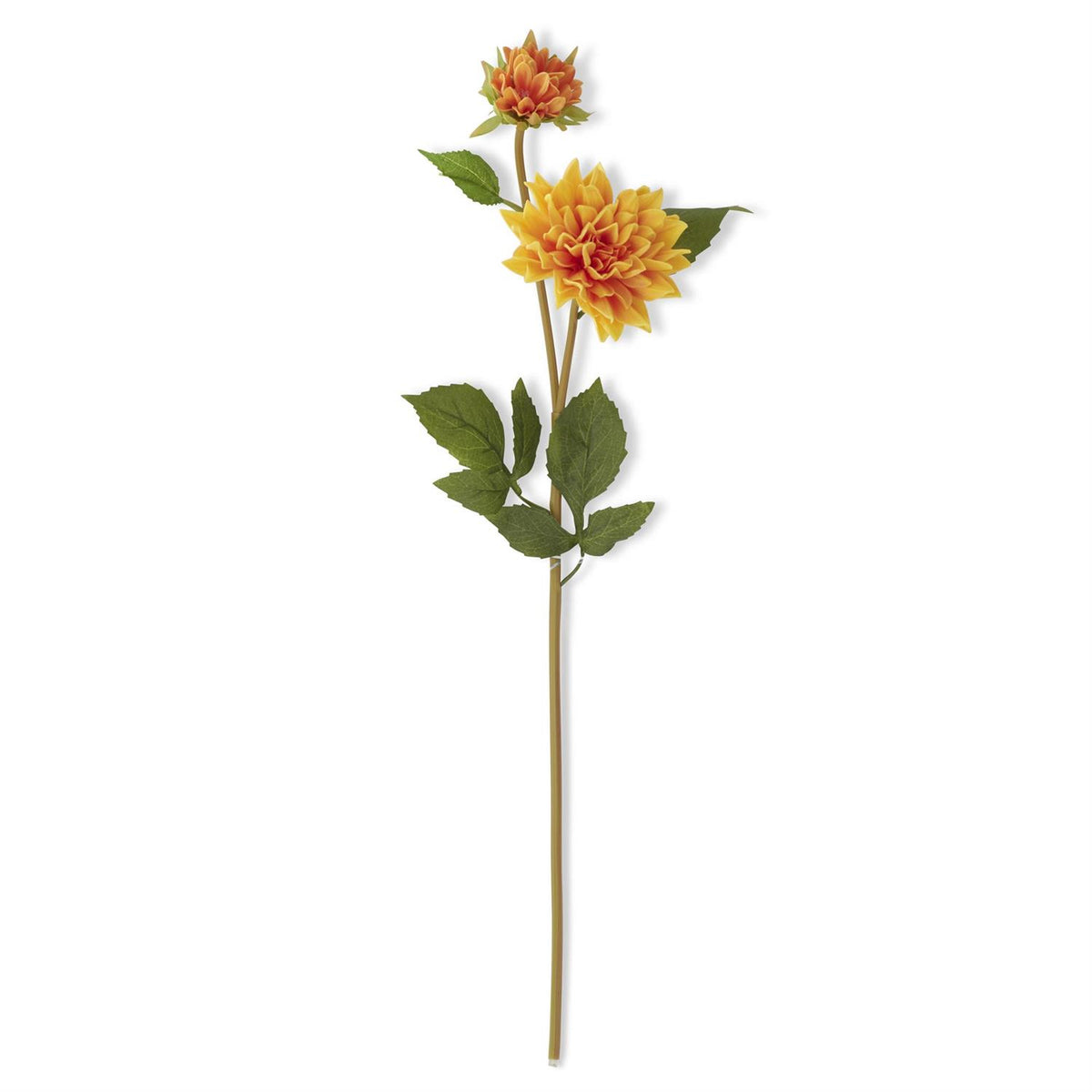 24 Inch Real Touch Orange Blossom & Bud Dahlia Stem