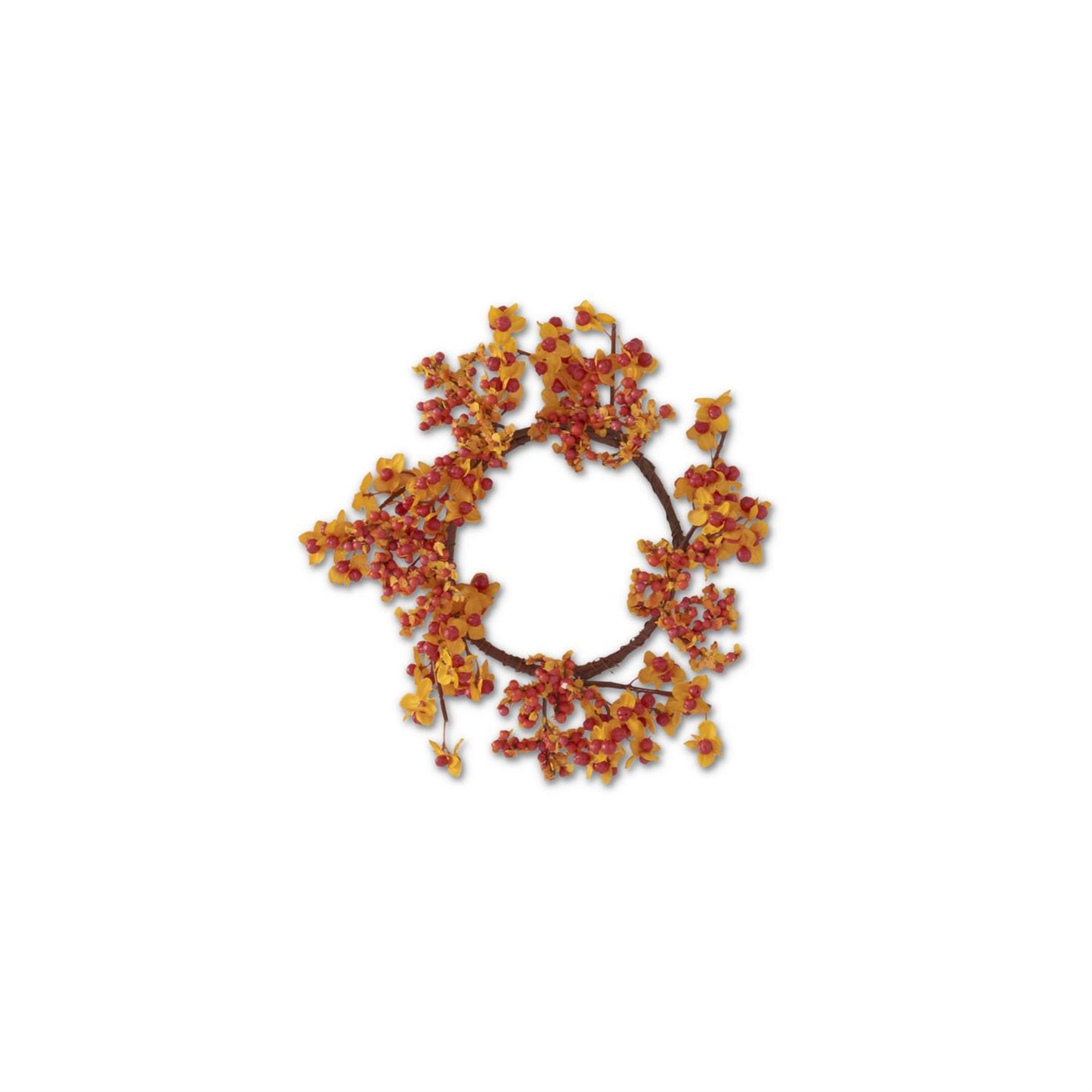 Decorative wreath with orange berries on a white background