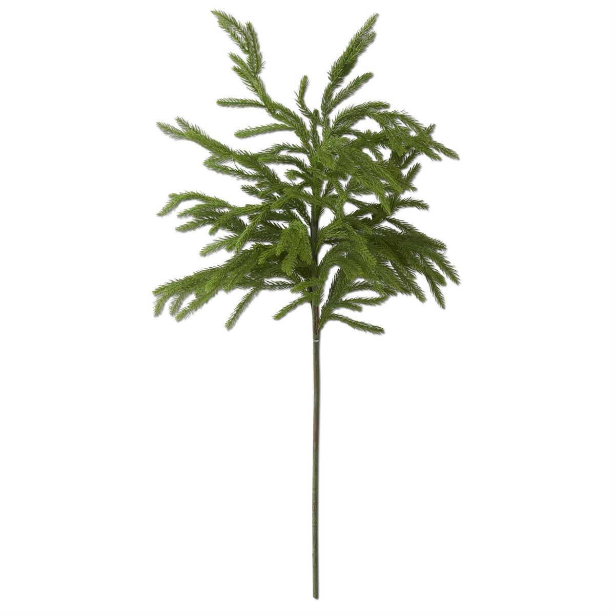 32-inch green Real Touch Norfolk pine branch stem with airy, layered foliage.”