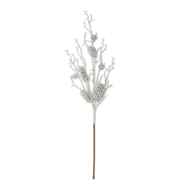 29.5 Inch Snowy Glittered Pinecone Twig Branch