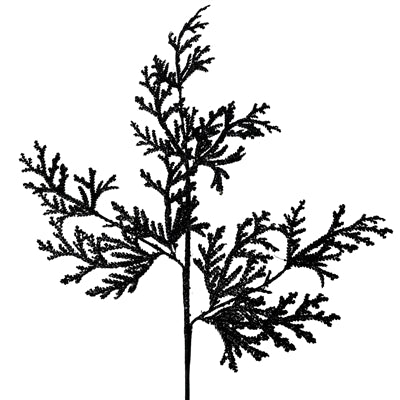 28.5-inch black glitter lycopodium spray stem for Halloween wreaths, swags, and dark floral arrangements