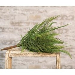 "16 inch deer fern bush with lush faux green fern fronds on multiple branching stems, perfect for wreaths, floral arrangements, and woodland-inspired home decor"