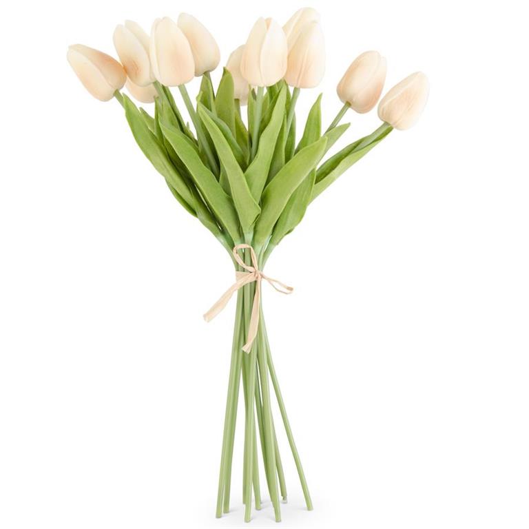13 Inch Light Peach Real Touch Mini Tulip Bundle (12 Stems)