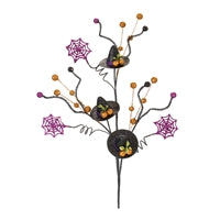 30-inch Halloween witch hat spray with black hats, purple spider web accents, and orange and black bead details on wire stems