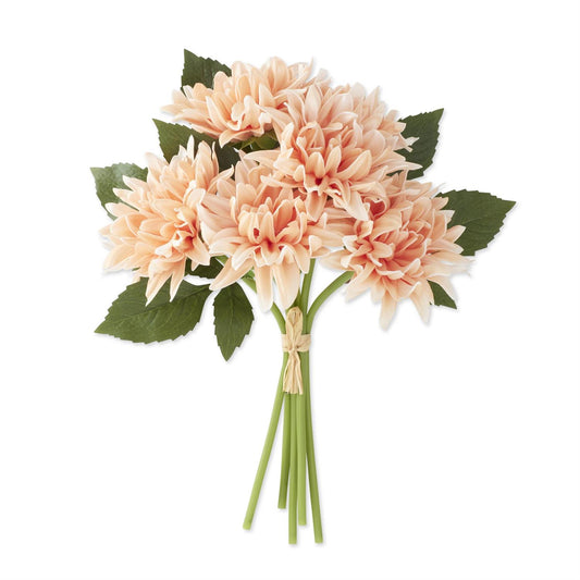12 Inch Light Peach Real Touch Dahlia Bundle (6 Stems)