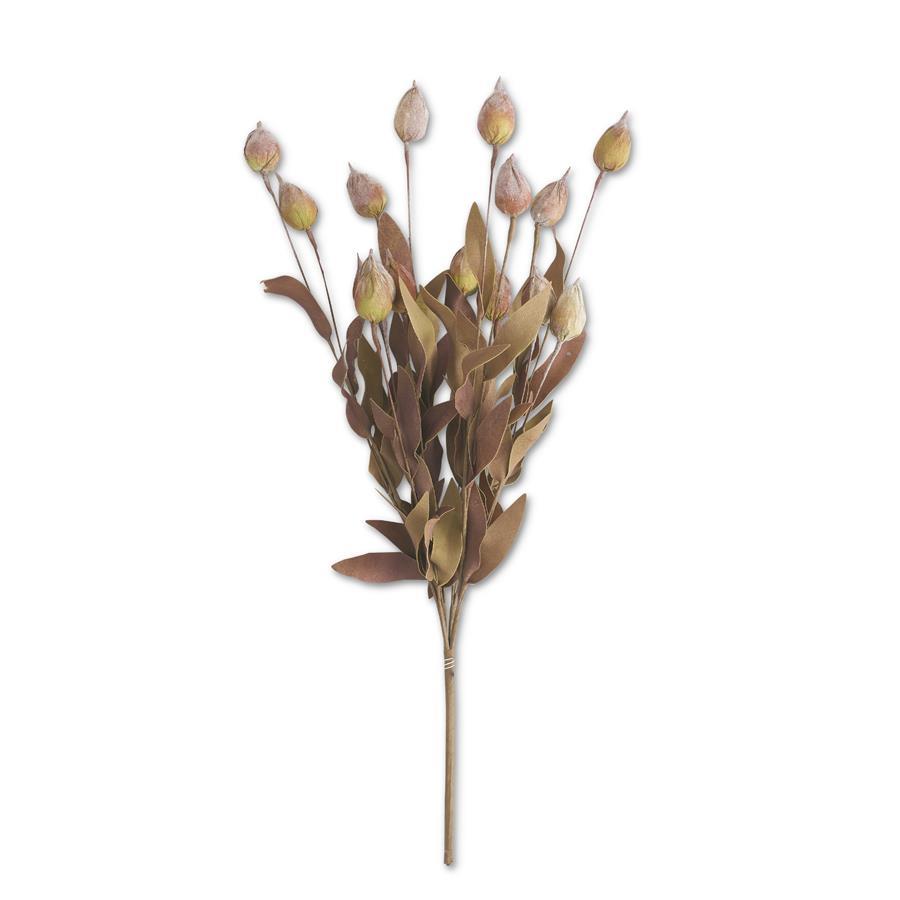 A lush 24" faux Sleepy Silene Eva Bush in rich burgundy and green. Perfect for fall wreaths, centerpieces & seasonal arrangements