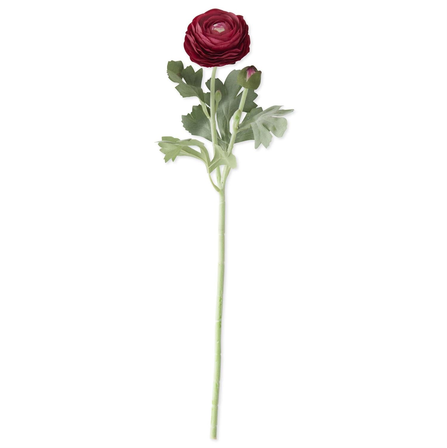 19.5 inch real touch fuchsia ranunculus stem with lifelike bud and bloom detailing, perfect for wreaths, floral arrangements, and vibrant bold home decor"