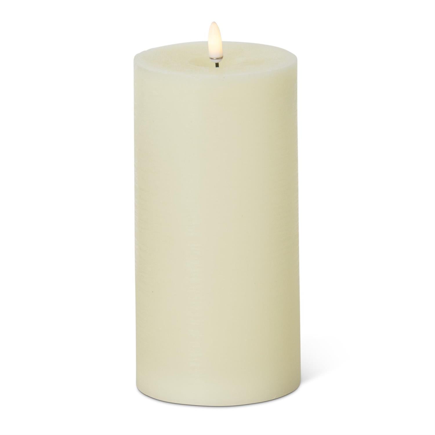Cream touch LED pillar candle with timer, 8 by 4 inch size, featuring a realistic wax finish and warm flameless flickering light for safe and elegant home decor"