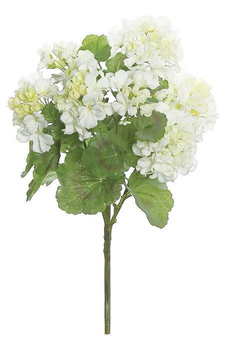 18 inch cream geranium bush with 8 stems and 2.5 to 4 inch faux cream blooms and green foliage, perfect for wreaths, floral arrangements, and elegant home decor"