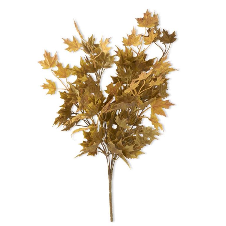 21 inch yellow and green faux fall maple leaves bush stem for autumn wreaths, centerpieces, and seasonal floral arrangements"