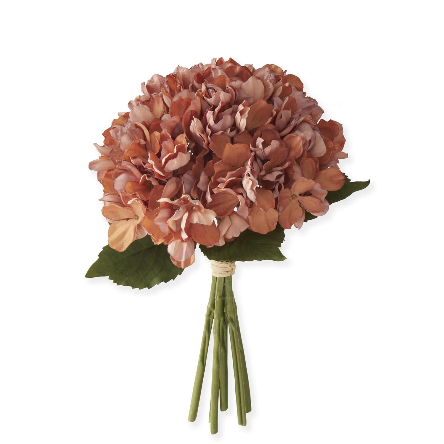 14 Inch Rust Faux Dried Hydrangea Bundle (6 Stems)