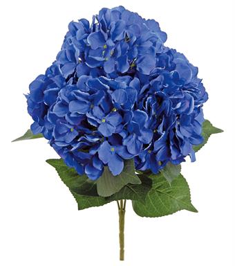 Faux Hydrangea Bush X5 18 Inch Blue 6 Inch Blooms - Premium Wreath Sup…