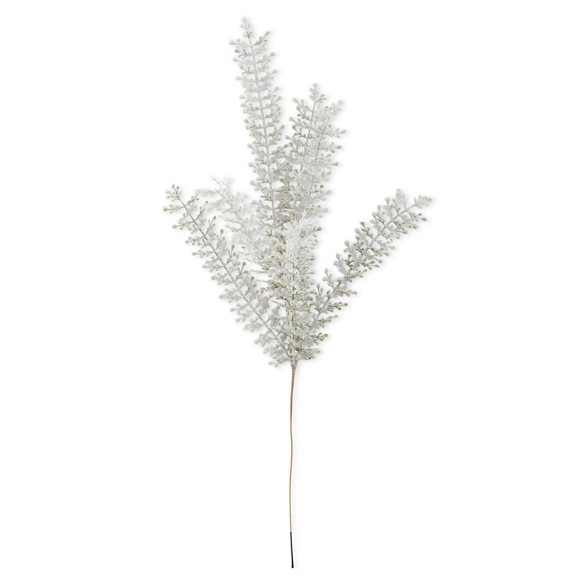28-inch snowy green leaf stem with small leaves and a heavy white snow-like finish on slender branches
