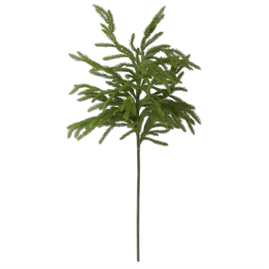 32-inch green Real Touch Norfolk pine branch stem with airy, layered foliage.”