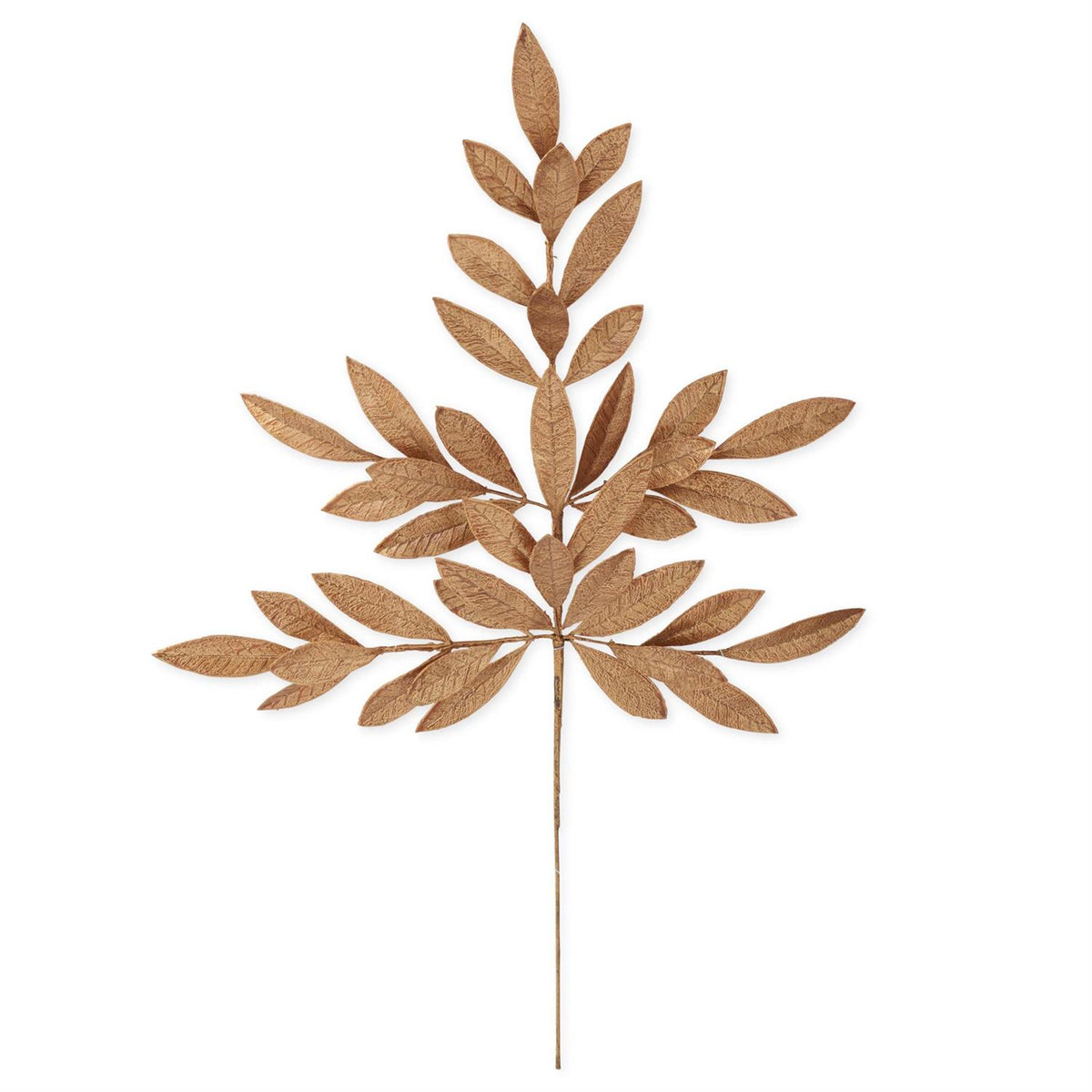 26-inch gold magnolia leaf stem with elongated leaves and textured vein detailing.”