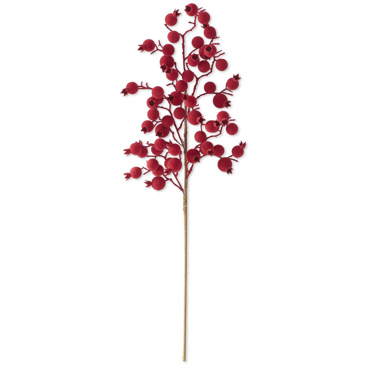 32-inch red flocked rosehip stem