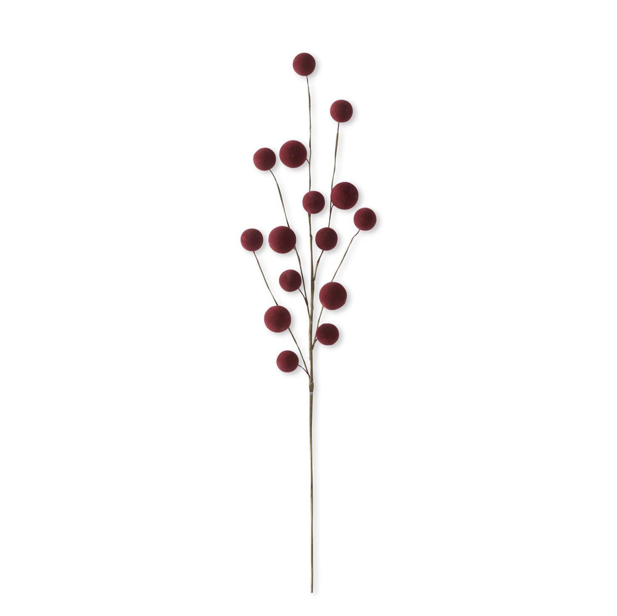 23.5 Inch Burgundy Flocked Ball Stem