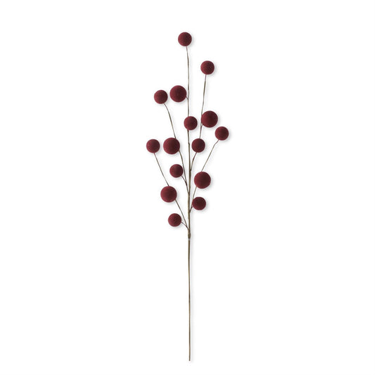 23.5 Inch Burgundy Flocked Ball Stem