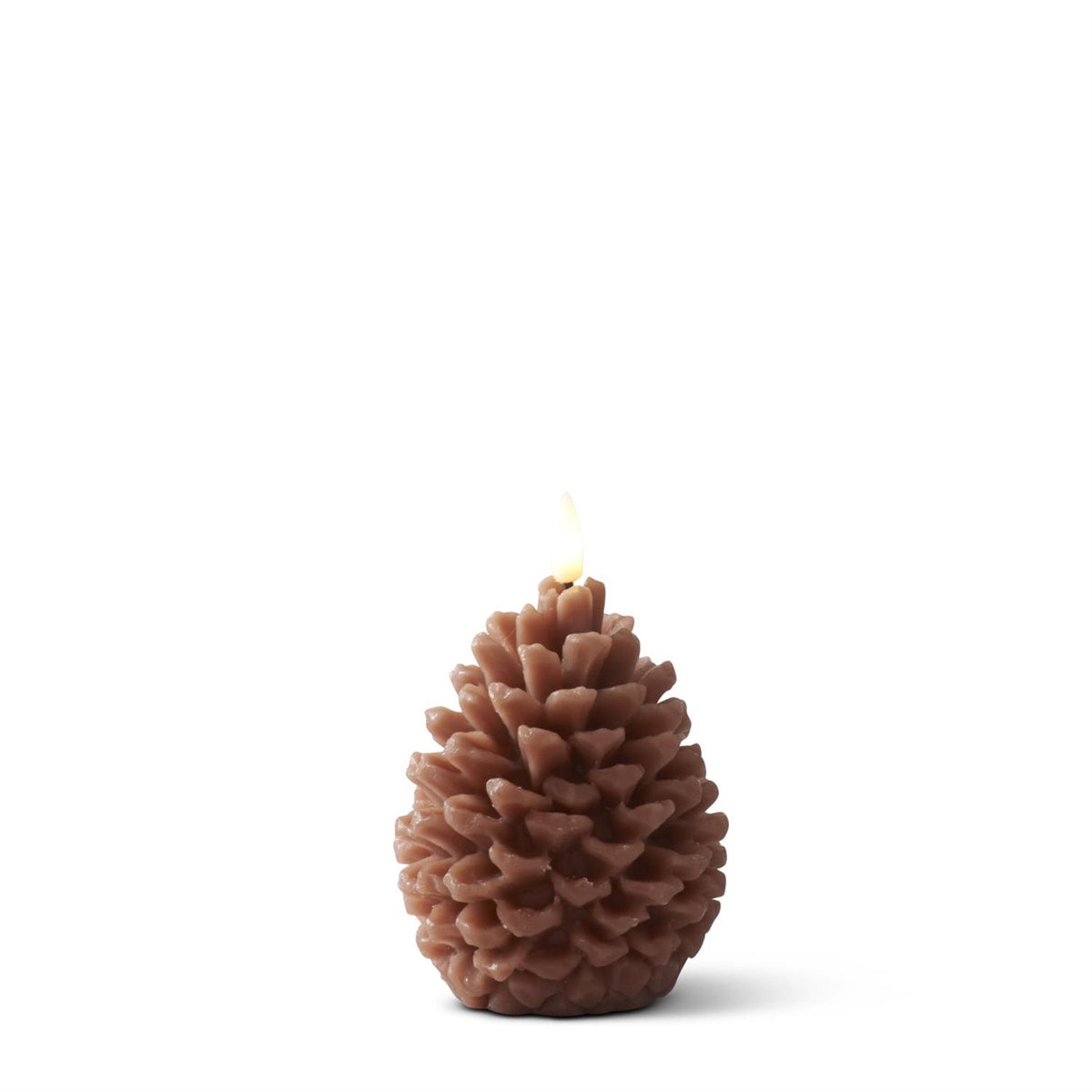 5.25-Inch Brown Wax LED Pinecone Candle with Flicker Flame & Timer