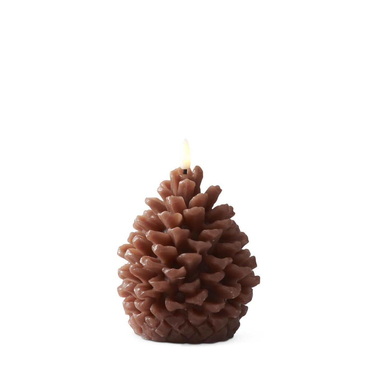 Brown Wax LED Pinecone Candle with Flicker Flame & Timer