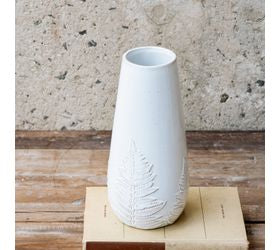 Beautiful 10" vase with embossed fern pattern