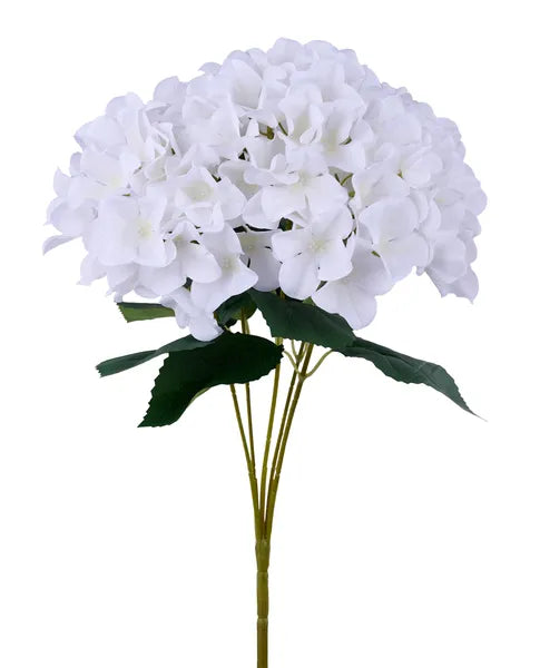 Fabric White Hydrangea Bush x 5  16"