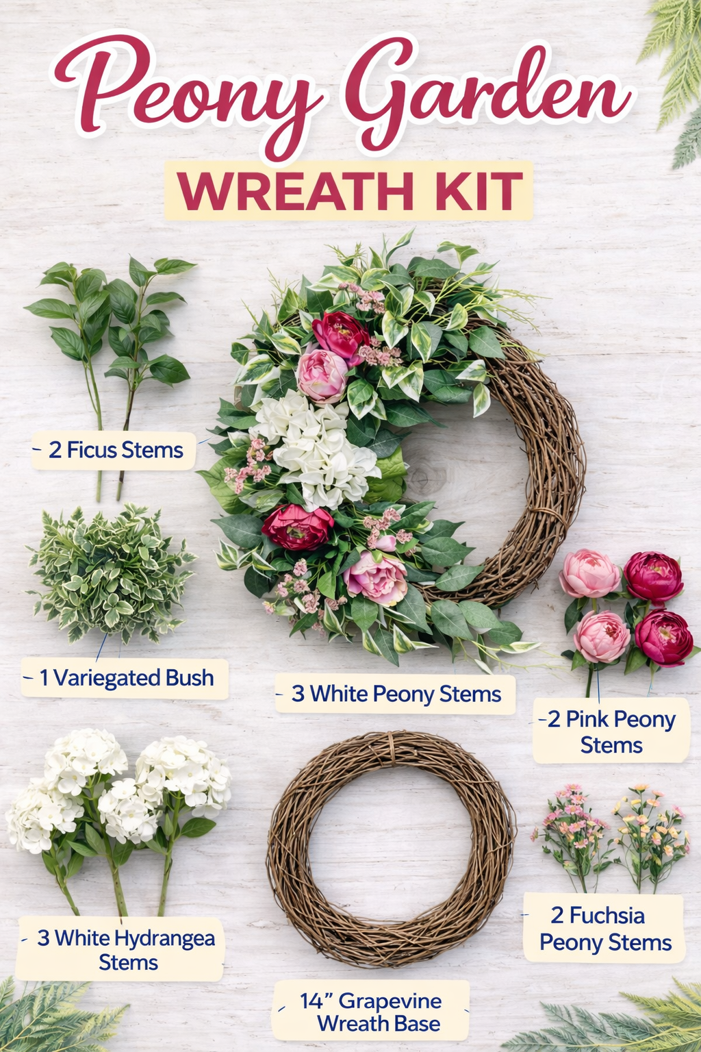 Peony Garden Wreath Kit