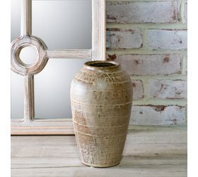 Milky Beige Ceramic Vase 8.8"