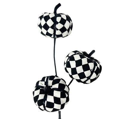 12-inch harlequin pumpkin pick with 3 pumpkins, Halloween wreath accent and floral pick