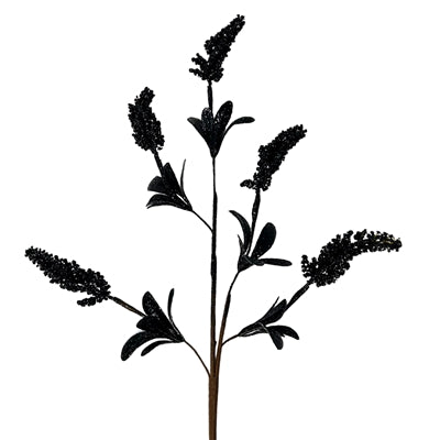 26-inch black glittered millet spray stem for Halloween wreaths, swags, and seasonal floral arrangements