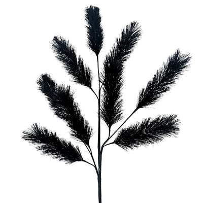 28-inch black metallic foxtail spray stem for Halloween wreaths, dark floral arrangements, and seasonal displays