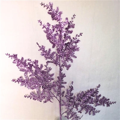 29-inch purple glittered fern spray stem for Halloween wreaths, garlands, and seasonal floral arrangements