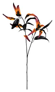 Narrow Eucalyptus Spray, 31", Black/Orange