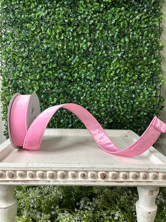 1.5 Inch By 10 Yard Light Pink Deluxe Velvet With Satin Backing Ribbon