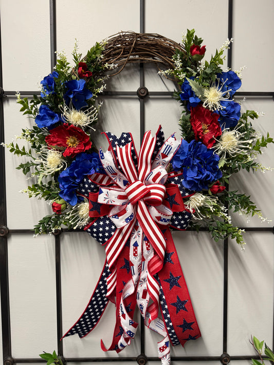 Betsy Star Red White and Blue Americana Wreath