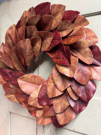Mabel Rose Fall Magnolia Wreath | Burnt Orange & Burgundy