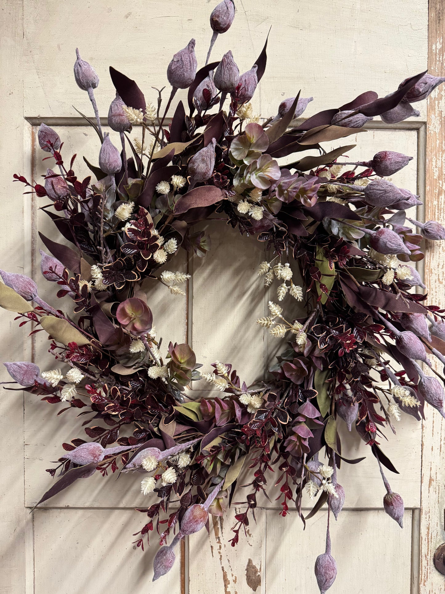 Morgan Handmade Fall Wreath – Burgundy & Seed Pod | The Wreath Room