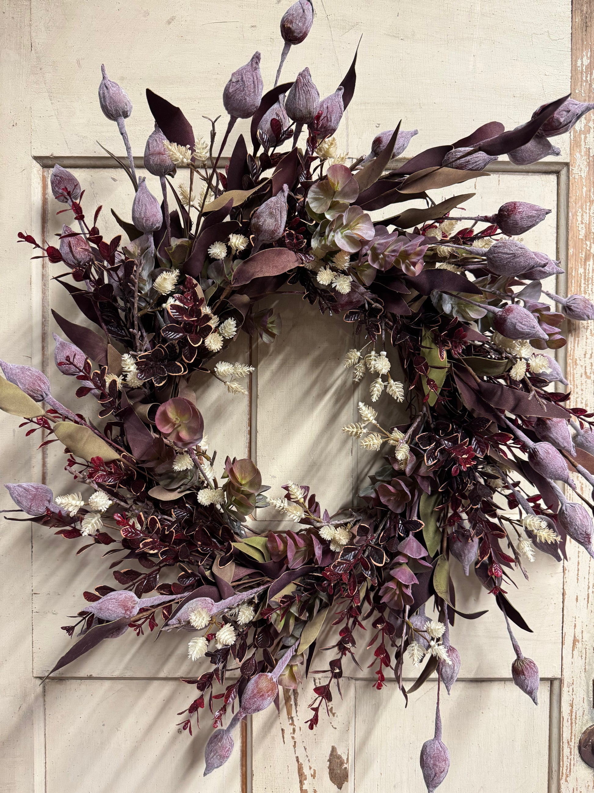 Morgan Handmade Fall Wreath – Burgundy & Seed Pod | The Wreath Room