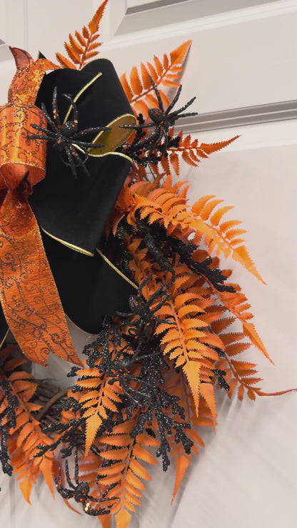 Octavia’s Wicked Web Wreath Black & Orange Spider Halloween Wreath