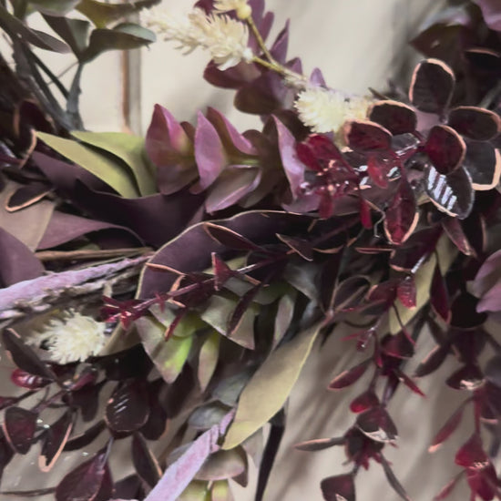 Morgan Handmade Fall Wreath – Burgundy & Seed Pod | The Wreath Room