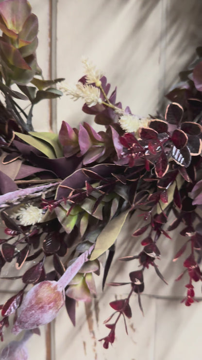 Morgan Handmade Fall Wreath – Burgundy & Seed Pod | The Wreath Room