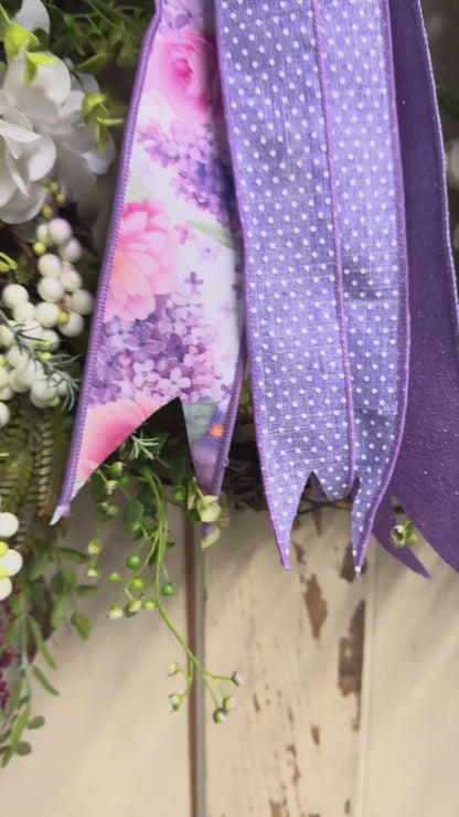 Lila Belle Spring Hydrangea Wreath | Purple Floral Front Door Wreath
