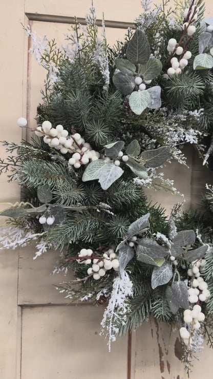 Sylvie Snow 23-Inch Snowy Winter Wreath
