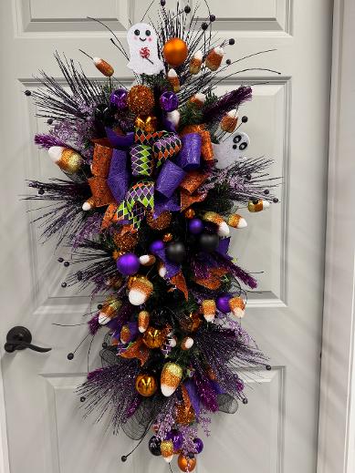 Boo Belle’s Candy Corn Swag Halloween Front Door Swag